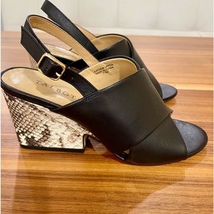 Talbots Amberley Slingback Wedge Sandal- Vachetta Black/Snake print